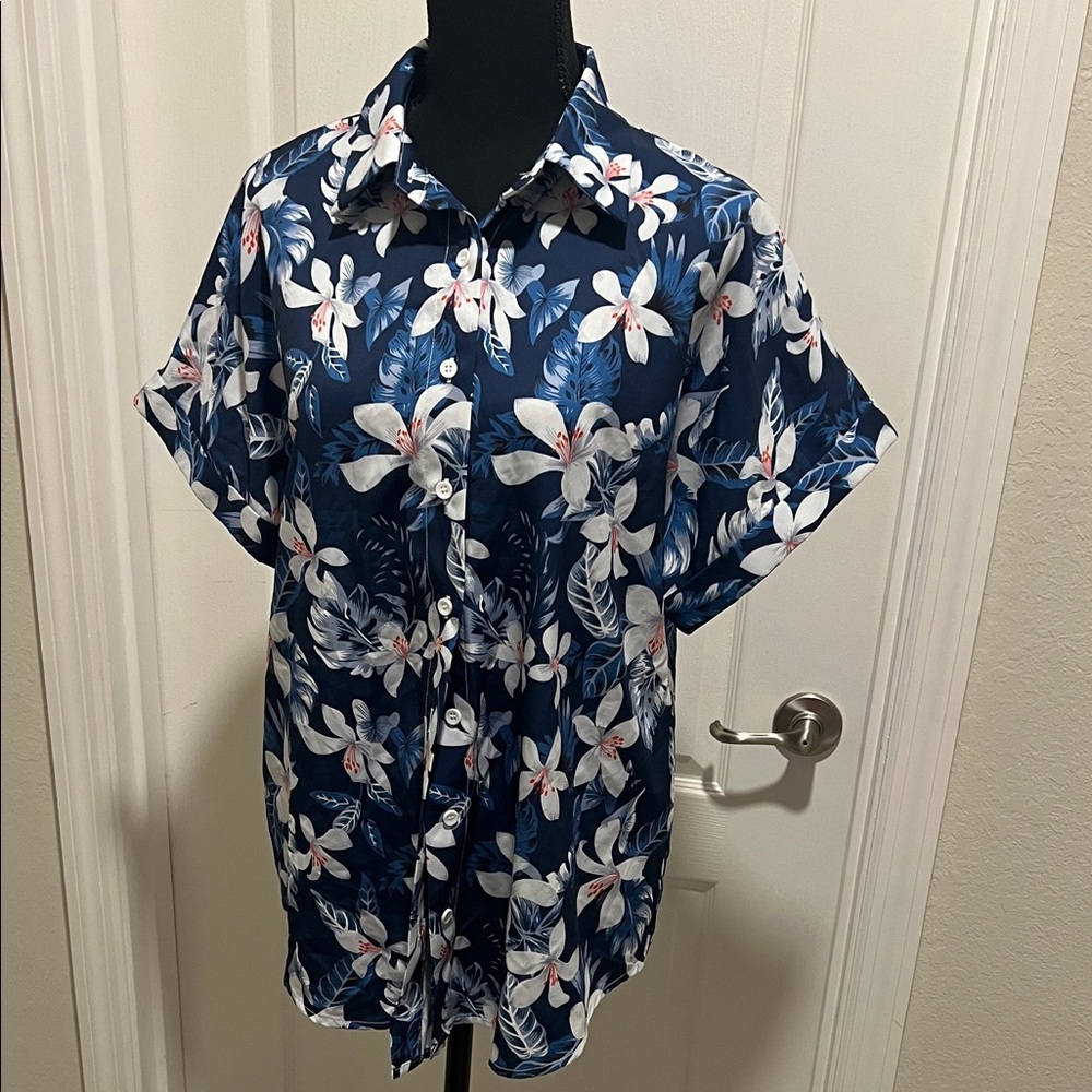 Hawaiian Floral Button-Up dry fit Shirt